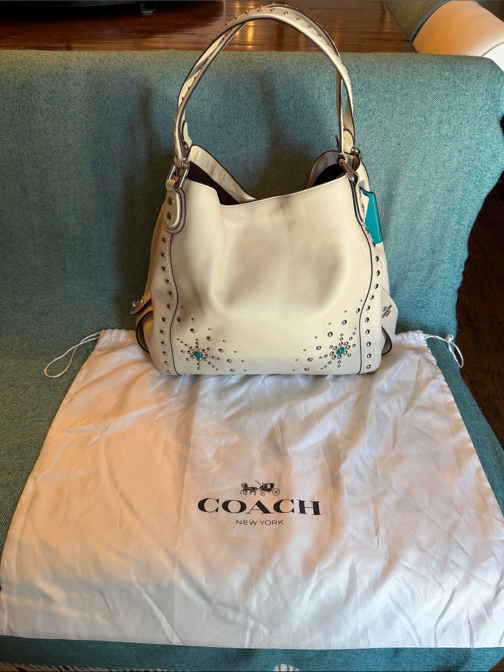 Coach Edie 42 Western Rivets Shoulder Bag with duster